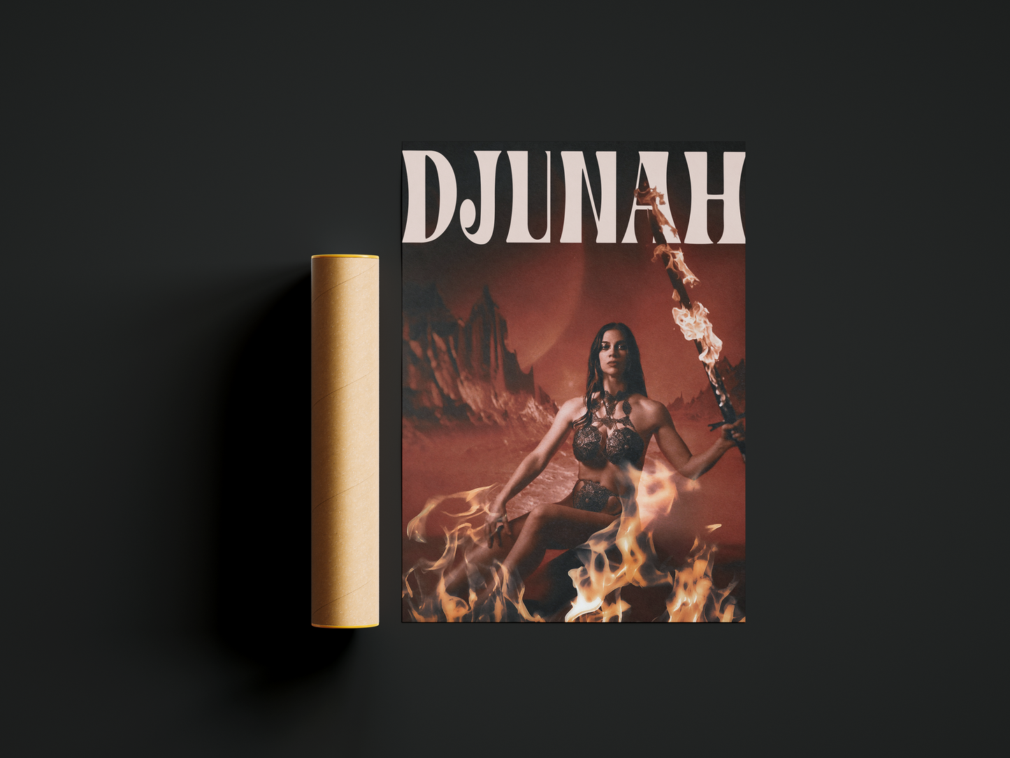 Djunah flaming sword 18x24 poster printed on dark gray Bella Canvas 100% cotton, photo by LightWitch / Courtney Brooke Hall